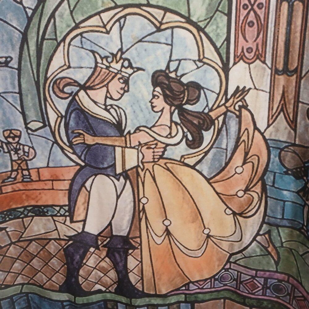 Beauty and the Beast stain glass window long sleeve tee